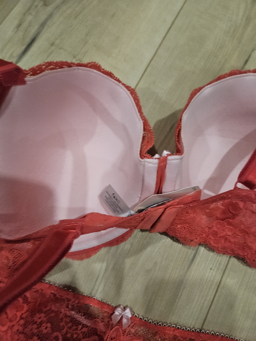 Red Lace Bra & Bikini Panty Set - Women Intimates - Picture 3 of 5